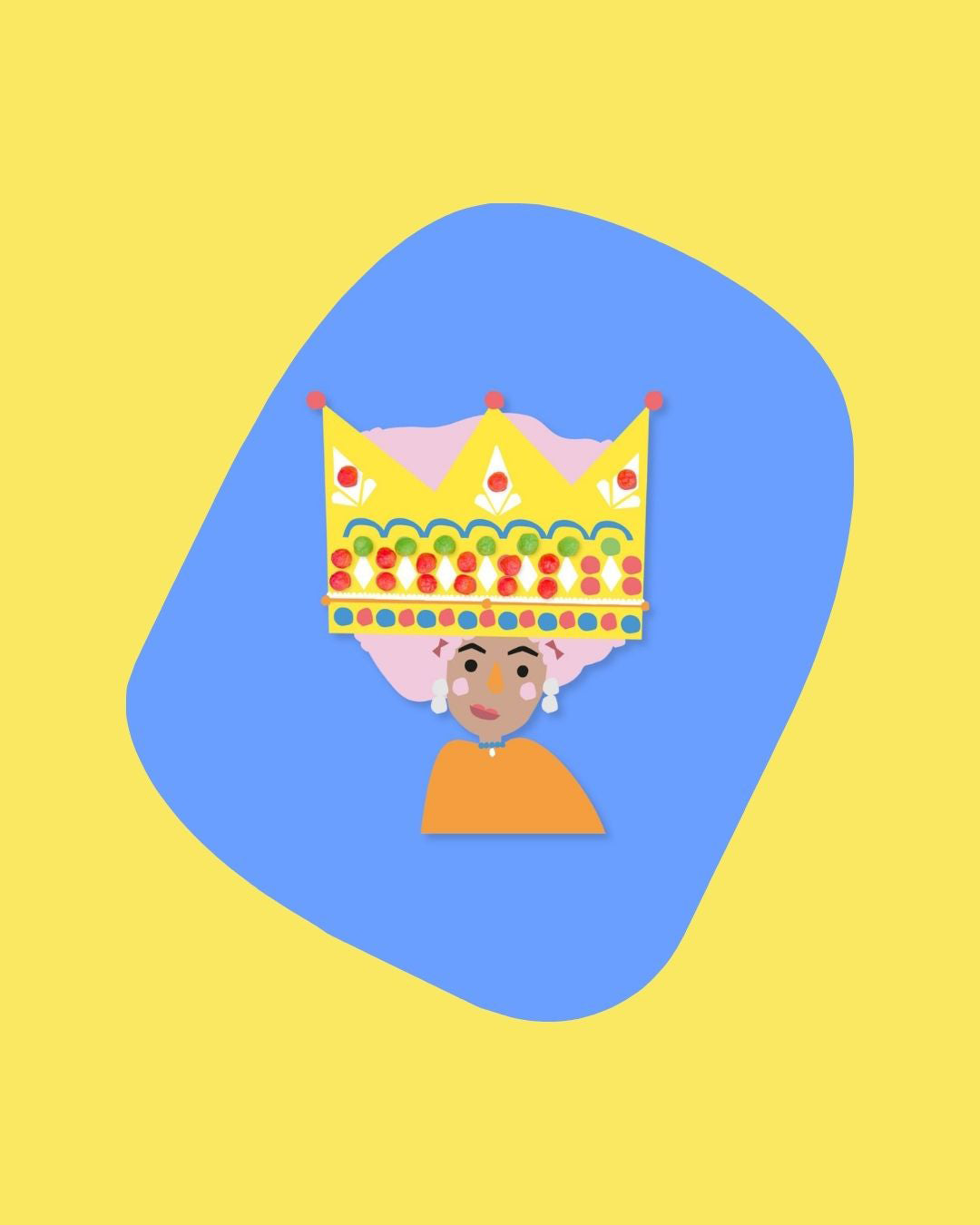 Halbgebastelte Motiv-Vorlage einer Prinzessin.
