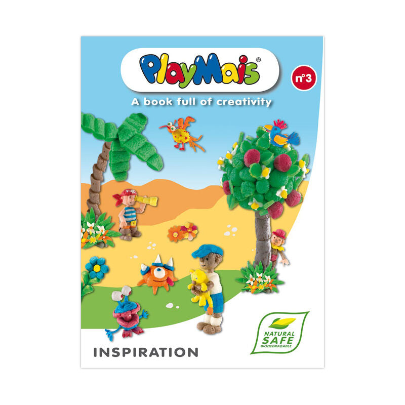Buntes PlayMais-Buchcover mit Figuren und Bäumen aus Nubsis in einer fantasievollen Landschaft.